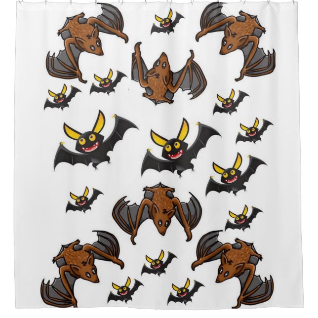 Childrens bat white showercurtain shower curtain (Front)