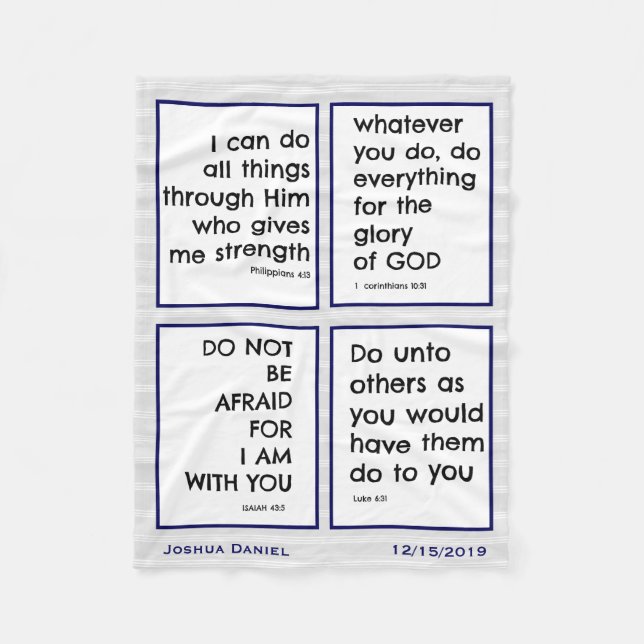 Children's Bible Verses, Customise Fleece Blanket (Front)
