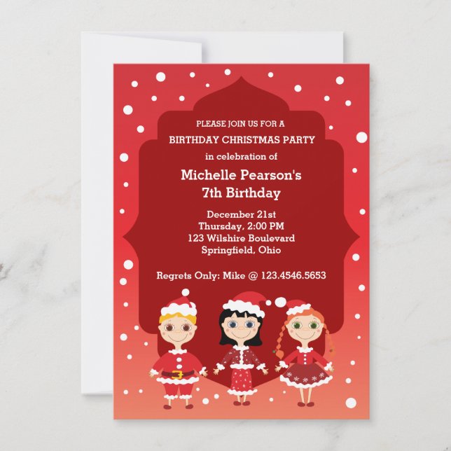 Children's Birthday Christmas Party Invitation (Front)
