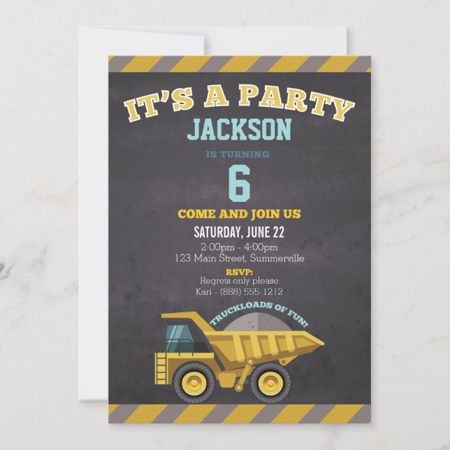 Children's Birthday Invitation (construction) (Front)