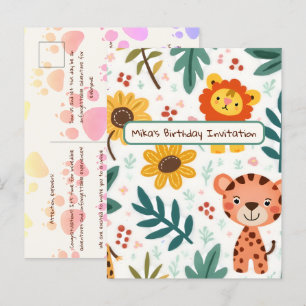 Children's Birthday Invitation in Jungle Style Postcard