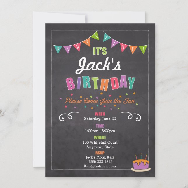 Children's Birthday Invitation (personalise) (Front)