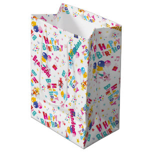 Children's Birthday Party Custom Name Medium Gift Bag