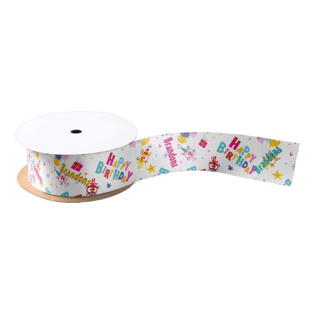 Children's Birthday Party Custom Name Satin Ribbon (Spool)