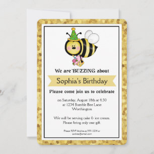 Children's Birthday Party Little Bumble Bee d5 Invitation