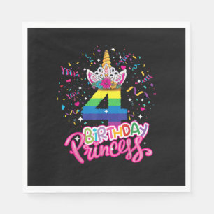 Children's Birthday Party Princess Unicorn 4th Bir Napkin