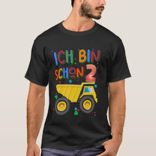 Children's Birthday Tractor German Text ich bin 2 T-Shirt
