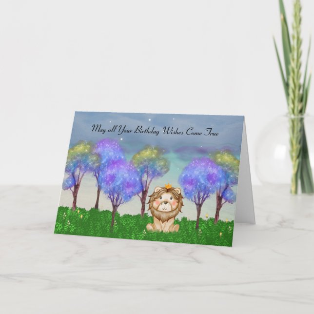 Children's Birthday with a Lyon & Magical Trees Card (Front)