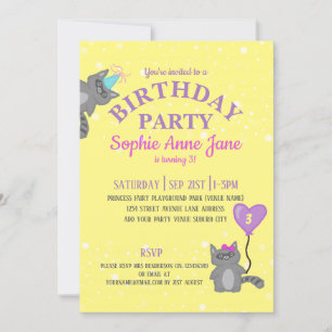 Children's Birthday Yellow Invitation