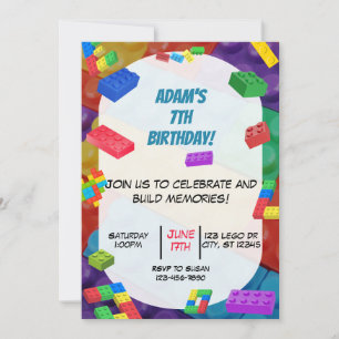 Children's blocks birthday party  invitation
