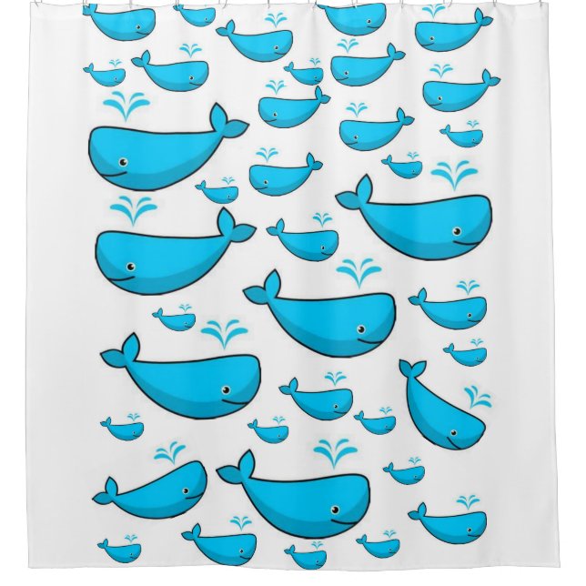 Children's Blue Whale showercurtain Shower Curtain (Front)