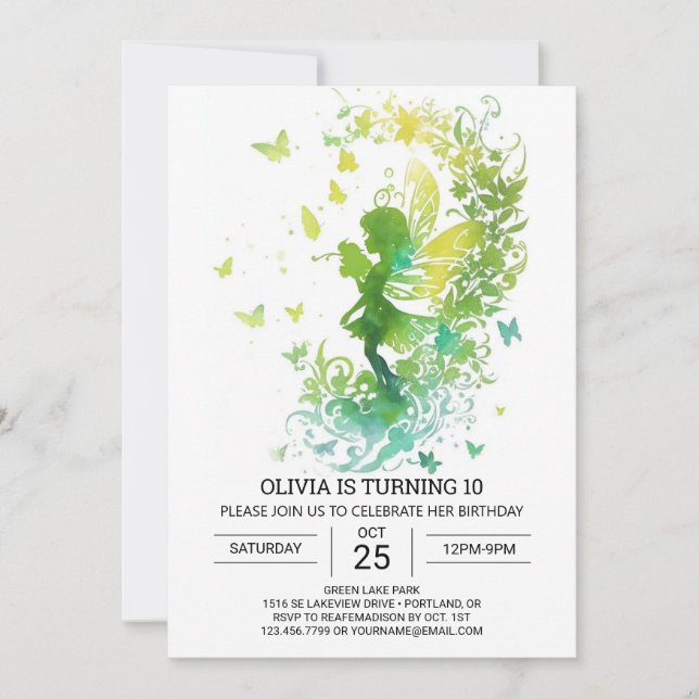 Children's Bohemian Fairy Birthday Invitation (Front)