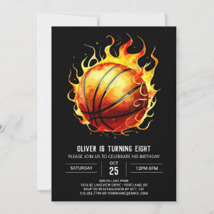 Children's Boho Custom Basketball Birthday Invitation