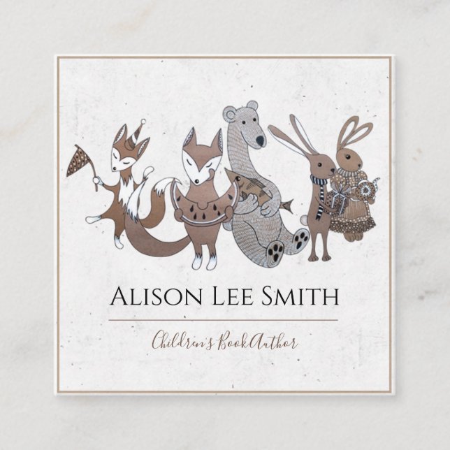 Children's Book Author Square Business Card (Front)