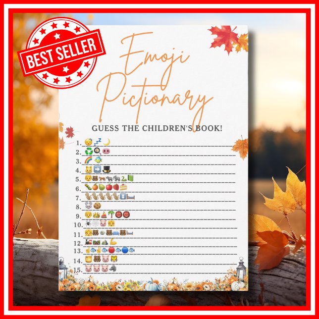 CHILDREN'S BOOK EMOJI GAME Baby Shower Game Bear Invitation (CHILDREN'S BOOK EMOJI GAME Easy Baby Shower Game A Little Pumpkin is on the Way Fall Autumn Theme)