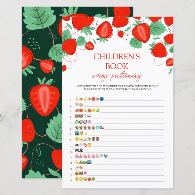 Children's Book Emoji Pictionary Game Sweet Berry  (Front/Back)