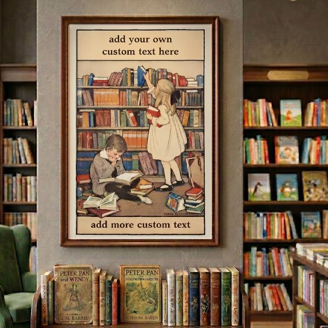 Children's Book Week by Jessie Willcox Smith Poster (Vintage illustration with Children's Book Week, More Books In The Home! by Jessie Willcox Smith. )