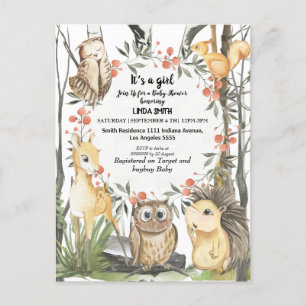 Children's books about forest and forest plants in invitation postcard