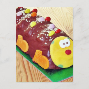 Childrens Chocolate Cake In Caterpillar Shape Postcard