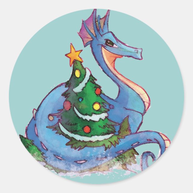 Children's Christmas Dragon Stickers (Front)