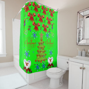 Children's Christmas Fleece Blanket Shower Curtain