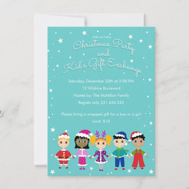 Children's Christmas Party and Kid's Gift Exchange Invitation (Front)