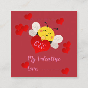 Children's Classroom Valentine "Bee Mine" Enclosure Card