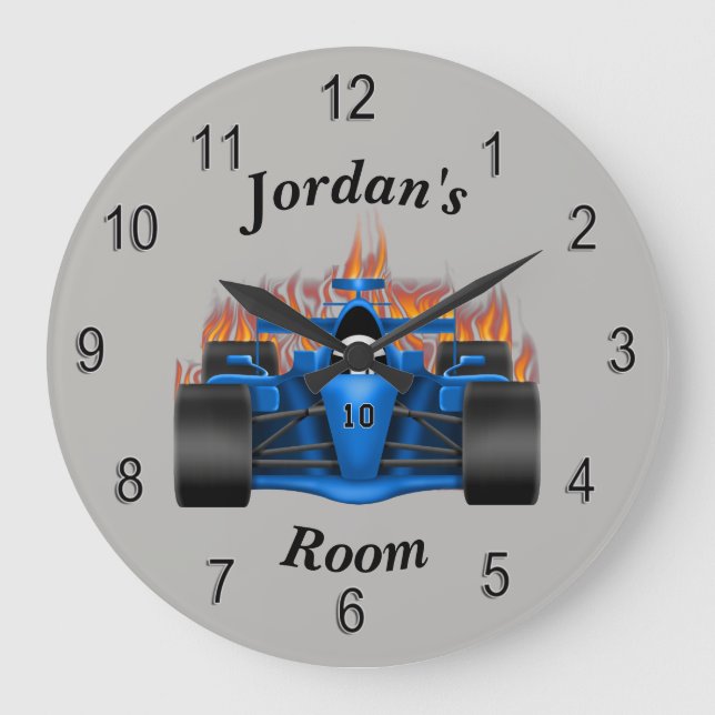 Children's Clock Race Car Flames (Front)