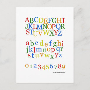 Children's Colourful Alphabet Upper + Lower Case Postcard