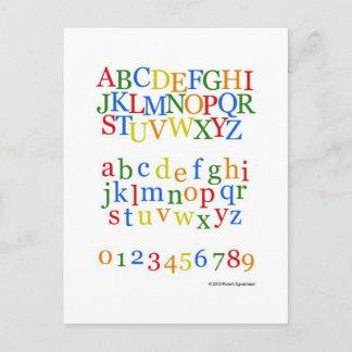 Children's Colourful Alphabet Upper + Lower Case Postcard