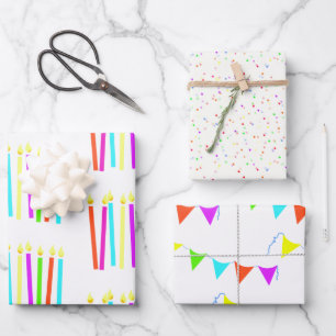 Children's Colourful Birthday Assortment Wrapping Paper Sheet
