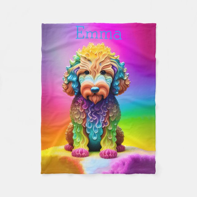 Children's Colourful Goldendoodle Blanket (Front)