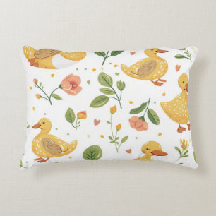 Children's corner with ducks and flowers decorative cushion