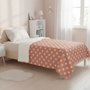Children's Cover with Daisy Floral Pattern Sherpa Blanket