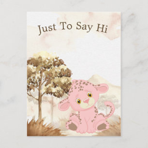 Children's Custom Pink Leopard Postcard
