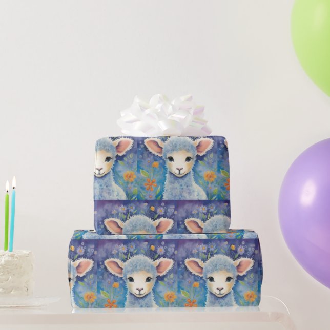 Children's Cute Sheep in Spring  Wrapping Paper (Party Gifts)