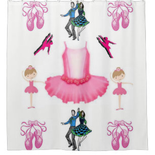 childrens dance white pink showercurtain girls shower curtain