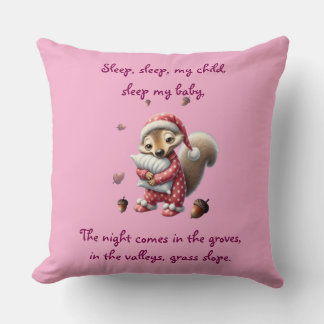 Children's decorative pillow with cartoon squirrel