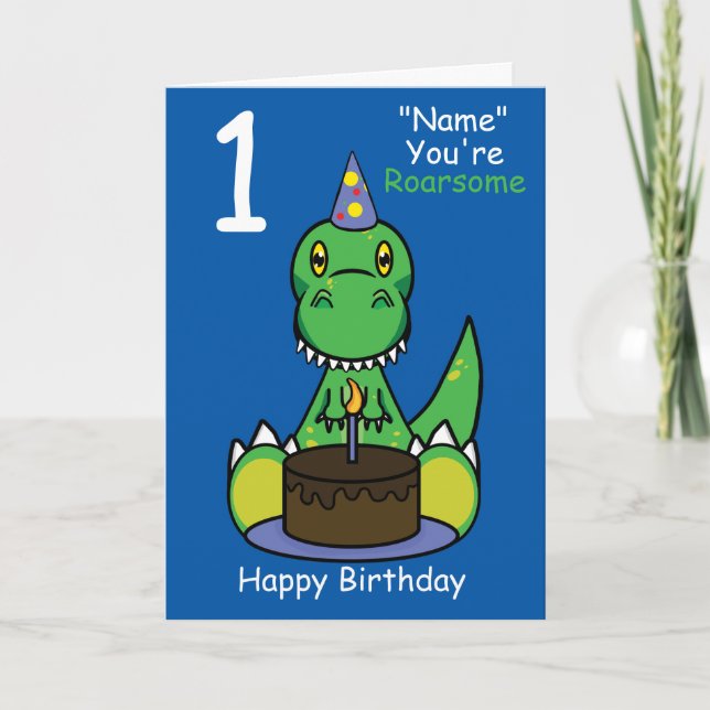 Children's Dinosaur Birthday Card Any Name Any Age (Front)