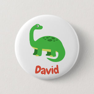 Childrens Diplodocus Dinosaur Birthday Custom Name 6 Cm Round Badge
