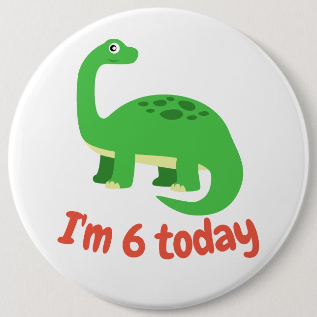Childrens Diplodocus Dinosaur Birthday Custom Name 6 Cm Round Badge (Front)