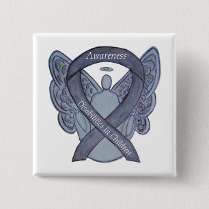Children's Disabilities Awareness Ribbon Angel Pin