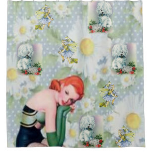 childrens dog white showercurtain shower curtain