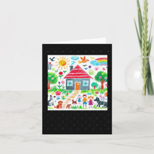 Children's Drawing With Coloured Chalk #1 Sticker  Card
