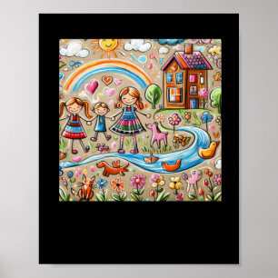 Children's Drawing With Coloured Chalk #2 Sticker  Poster
