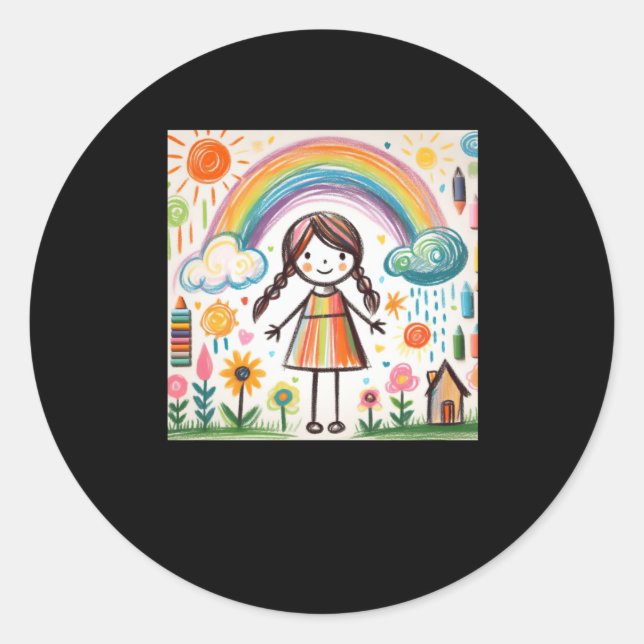 Children's Drawing With Coloured Chalk #4 Sticker  (Front)