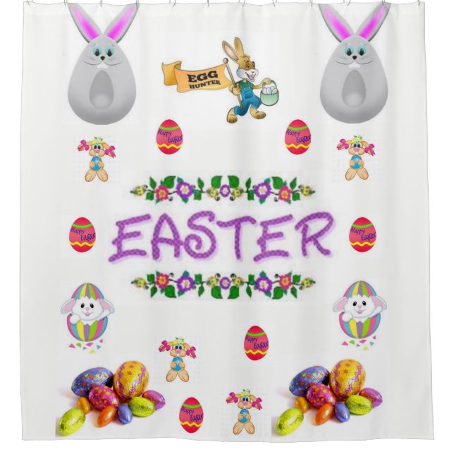 childrens easter bunny white showercurtain shower curtain (Front)