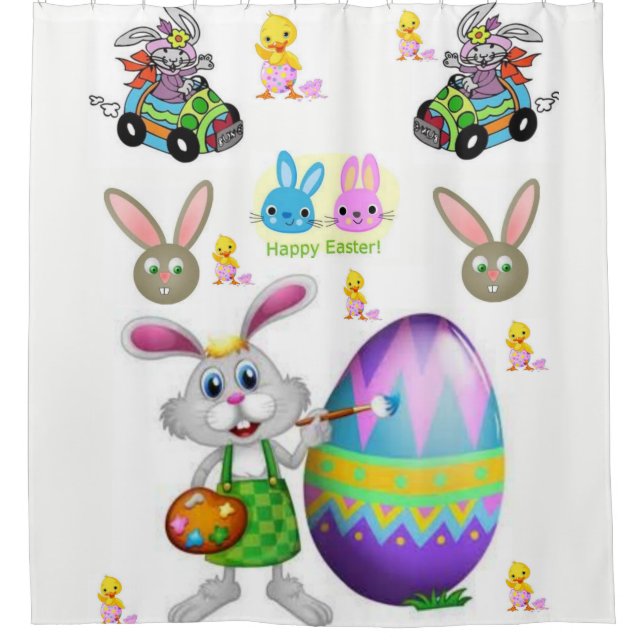 childrens easter bunny white showercurtain shower curtain (Front)