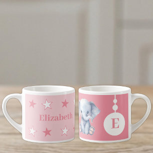 Children's elephant mug personalised name pink