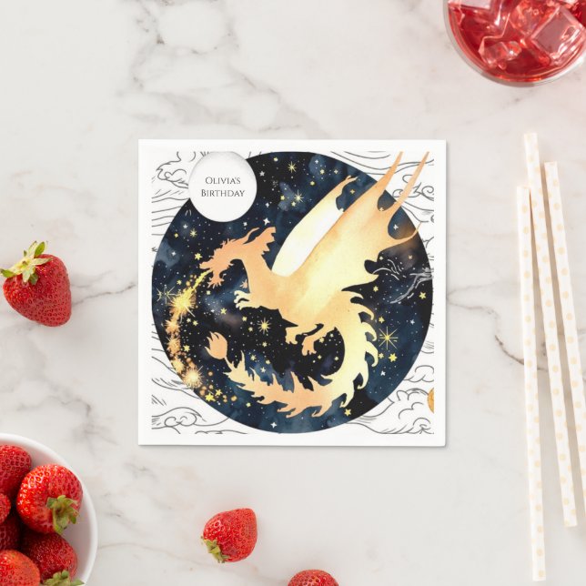 Children's Enchanted Dragon Birthday Napkin (Insitu)
